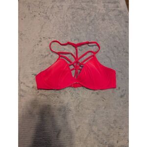 Victoria's Secret PINK SWIM Size S (AA-C) Red Strappy Cage Front Halter Bikini T